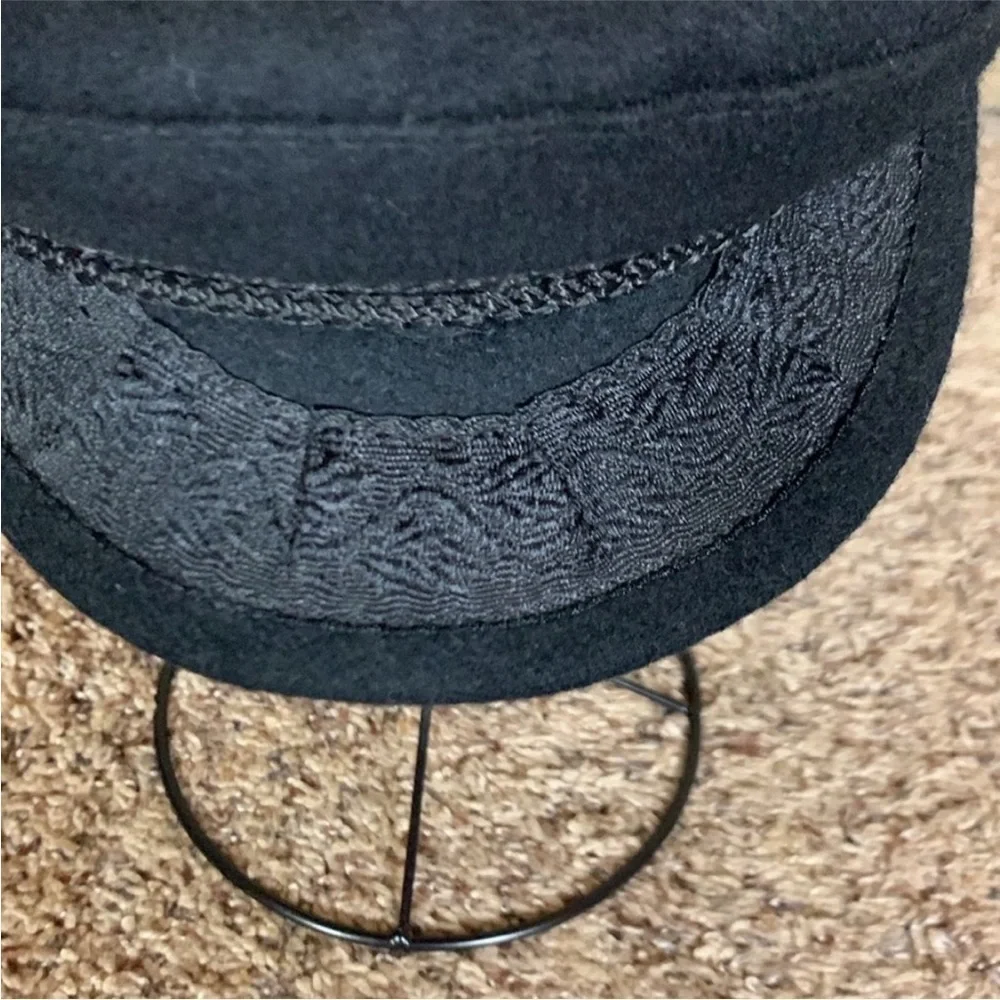 Vintage Greek Fisherman Newsboy Sailor Cap Hat Wool Embroidered Black Size L - Picture 9 of 16